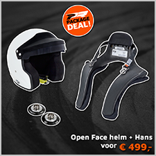 Open Face helm + HANS systeem (incl. clips)
